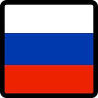 Flag of Russian Federation in the shape of square with contrasting contour, social media communication sign, patriotism, a button for switching the language on the site, an icon. vector