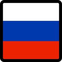 Flag of Russian Federation in the shape of square with contrasting contour, social media communication sign, patriotism, a button for switching the language on the site, an icon. vector