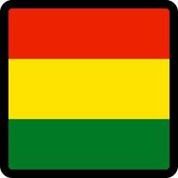 Flag of Bolivia in the shape of square with contrasting contour, social media communication sign, patriotism, a button for switching the language on the site, an icon. vector