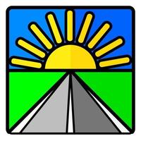 Sunrise, road line icon isolated on a white background. vector