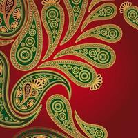 Red, green paisley background vector