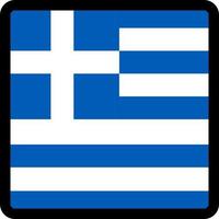 Flag of Greece in the shape of square with contrasting contour, social media communication sign, patriotism, a button for switching the language on the site, an icon. vector