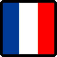 bandera de francés en forma de cuadrado con contorno contrastante, signo de comunicación de medios sociales, patriotismo, un botón para cambiar el idioma en el sitio, un icono. vector