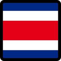 Flag of Costa Rica in the shape of square with contrasting contour, social media communication sign, patriotism, a button for switching the language on the site, an icon. vector