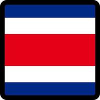 Flag of Costa Rica in the shape of square with contrasting contour, social media communication sign, patriotism, a button for switching the language on the site, an icon. vector