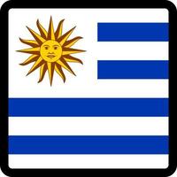 Flag of Uruguay in the shape of square with contrasting contour, social media communication sign, patriotism, a button for switching the language on the site, an icon. vector