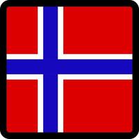 Flag of Norway in the shape of square with contrasting contour, social media communication sign, patriotism, a button for switching the language on the site, an icon. vector