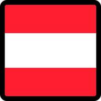 Flag of Austria in the shape of square with contrasting contour, social media communication sign, patriotism, a button for switching the language on the site, an icon. vector