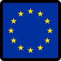 bandera de la unión europea en forma de cuadrado con contorno contrastante, señal de comunicación en medios sociales, patriotismo, un botón para cambiar el idioma en el sitio, un icono. vector