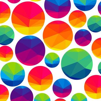 Abstract colorful triangle circles on a light background.