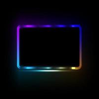 Colorful neon frame on a dark background, vector abstract illustration.