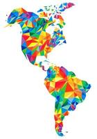 Abstract continents of North and South America from triangles. Origami style. Vector polygonal pattern for your design.