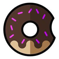 icono de línea de donut mordido aislado en un fondo blanco. vector