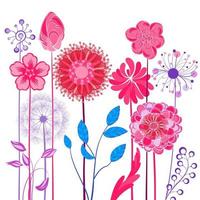 Abstract design flowers. Spring, summer floral background, vector nature illustration.