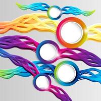 marcos de círculo de aro de colores abstractos con colas sobre un fondo claro. marcos de círculo de aro de colores abstractos con alas sobre un fondo claro. vector