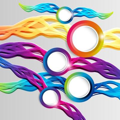 Abstract colorful hoop circle frames with tails on a light background.Abstract colorful hoop circle frames with wings  on a light background.