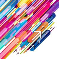 Trendy geometric style abstract background with colorful lines and arrows. Vector illustration.