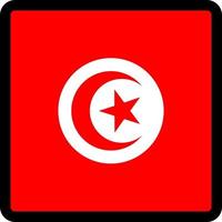 Flag of Tunisia in the shape of square with contrasting contour, social media communication sign, patriotism, a button for switching the language on the site, an icon. vector