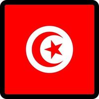 Flag of Tunisia in the shape of square with contrasting contour, social media communication sign, patriotism, a button for switching the language on the site, an icon. vector