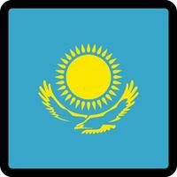 Flag of Kazakhstan in the shape of square with contrasting contour, social media communication sign, patriotism, a button for switching the language on the site, an icon. vector