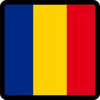 Flag of Romania in the shape of square with contrasting contour, social media communication sign, patriotism, a button for switching the language on the site, an icon. vector
