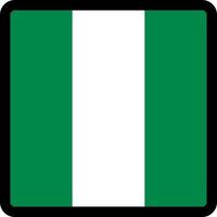 Flag of Nigeria in the shape of square with contrasting contour, social media communication sign, patriotism, a button for switching the language on the site, an icon. vector