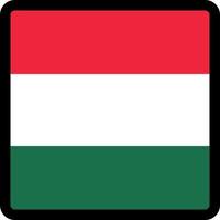Flag of Hungary in the shape of square with contrasting contour, social media communication sign, patriotism, a button for switching the language on the site, an icon. vector