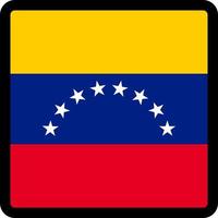 Flag of Venezuela in the shape of square with contrasting contour, social media communication sign, patriotism, a button for switching the language on the site, an icon. vector