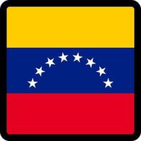 Flag of Venezuela in the shape of square with contrasting contour, social media communication sign, patriotism, a button for switching the language on the site, an icon. vector