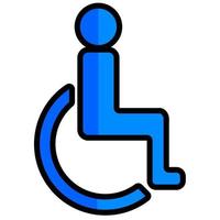 icono de línea de usuario de silla de ruedas aislado en un fondo blanco. vector
