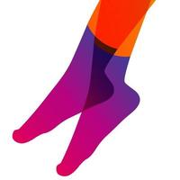 Long and slim female legs in socks on white background, vector illustration.