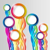 Abstract colorful hoop circle frames with tails on a light background. vector