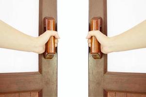 hold handle of wood door photo