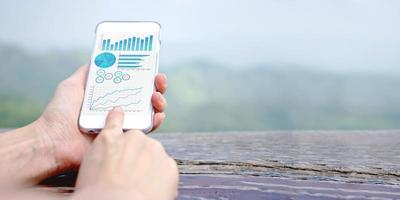 Analyzing financial charts on smart phone photo