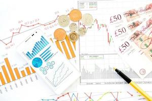 Financial close-up background. Financial accounting graphs photo