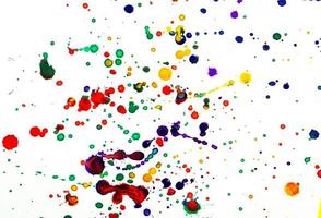 Colorful watercolor drops or splashes on white background photo