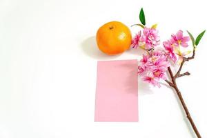 Chinese New Year - Mandarin orange and flowers photo