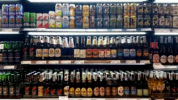 Supermarket shelf defocus background photo