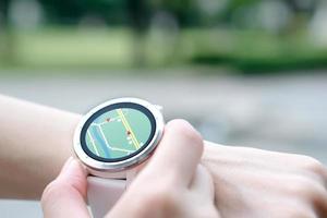 Hand setting route for GPS on the smart watch photo