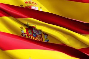 The national flag of  Spain  from textiles close up in three versions, soft focus photo