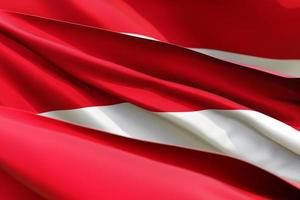 The national flag of Monaco from textiles close up in three versions, soft focus. 3D illustration photo