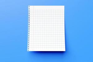 Square background illustration with a grid in the center and a border on it. Checkered  graph background mockup with note field. Sheet from a school notebook. 3D illustration photo