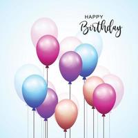 Happy birthday card on glossy balloons celebration background vector