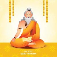 Happy guru Purnima Indian festival card background vector