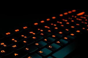 3d illustration,  gaming keyboard with LED backlit. Realistic computer keyboard. photo