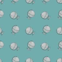 The globe engraved seamless pattern. Vintage background old atlas earth in hand drawn style. vector