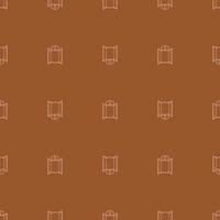 Seamless pattern of retro arch windows engraving. Vintage background cute window in hand drawn style. vector