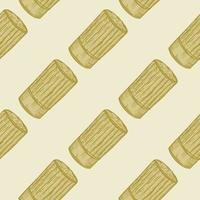 High chef hat sketch seamless pattern. Kitchen traditional element for cook in hand drawn style. vector
