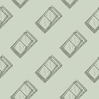 Windows lean forward engraved seamless pattern. Retro frame glass window hand drawn style. vector
