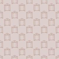 Seamless pattern of retro arch windows engraving. Vintage background cute window in hand drawn style. vector